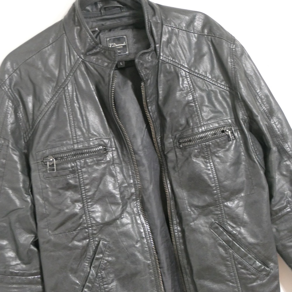 7diamonds Men Leather Jacket L Black Moto Biker Tokyo Jktl-3200 Streetwear Urban View 2